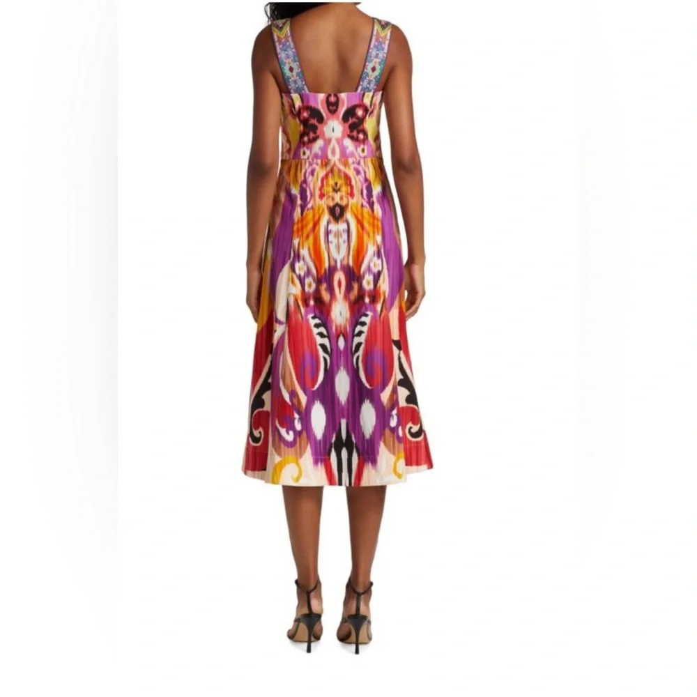 ETRO FUCHSIA IKAT RIBBON STRAP MIDI DRESS SIZE EU 40 - Picture 2 of 13